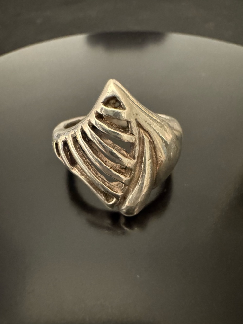 Sterling Silver Sculptural Cutout Ring Size 7